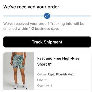 Fast and Free Lululemon Shorts-size 12 -8in